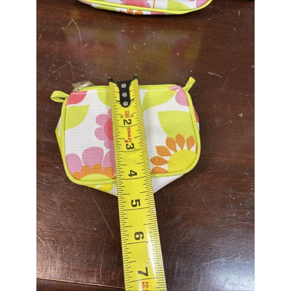 New Clinique 2 Piece‎ Makeup Purse Cosmetic Bag Pink Yellow Lime Green Floral - Picture 6 of 8